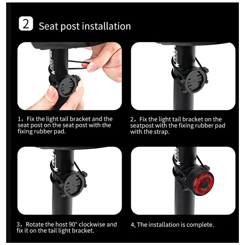 TOWILD TL03 LED Fiets Veiligheidslicht met Automatische Remsensor Technologie Vijf Flitsstanden Fietsaccessoires