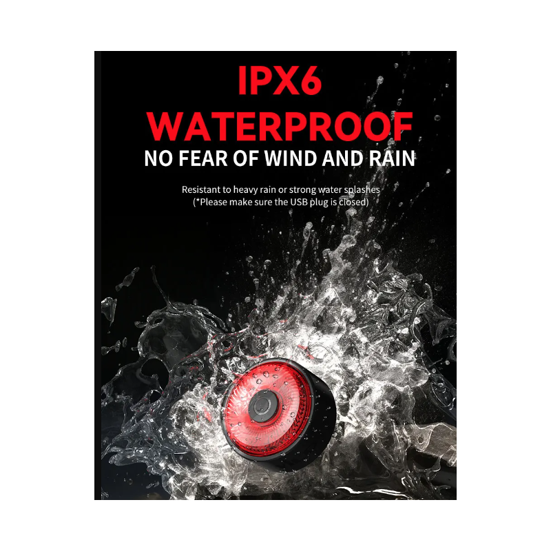 TOWILD TL03 LED Fiets Veiligheidslicht met Automatische Remsensor Technologie Vijf Flitsstanden Fietsaccessoires