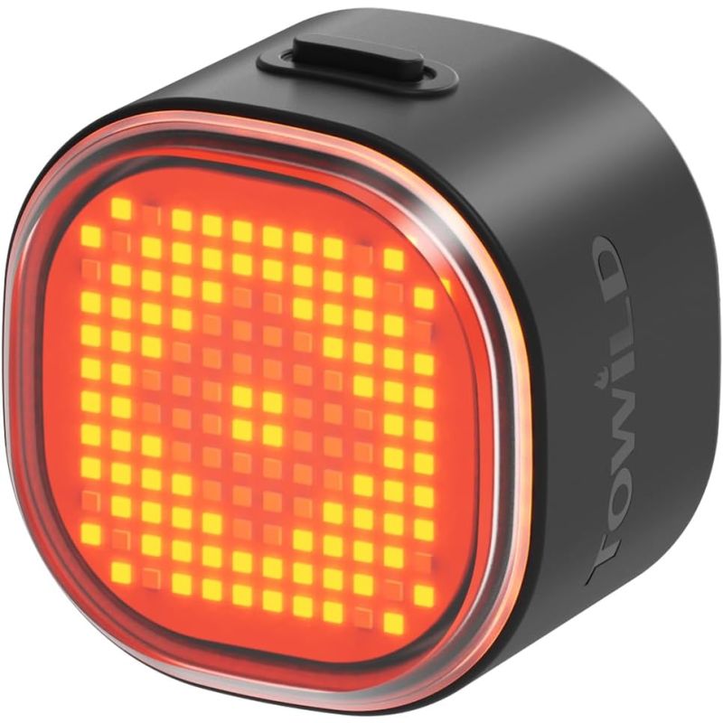 TOWILD TL08 Fietsachterlicht: Aangepaste Patronen, Full-Color Remdetectie & USB-C Oplaadbaar Achterlicht voor Veiligheid.