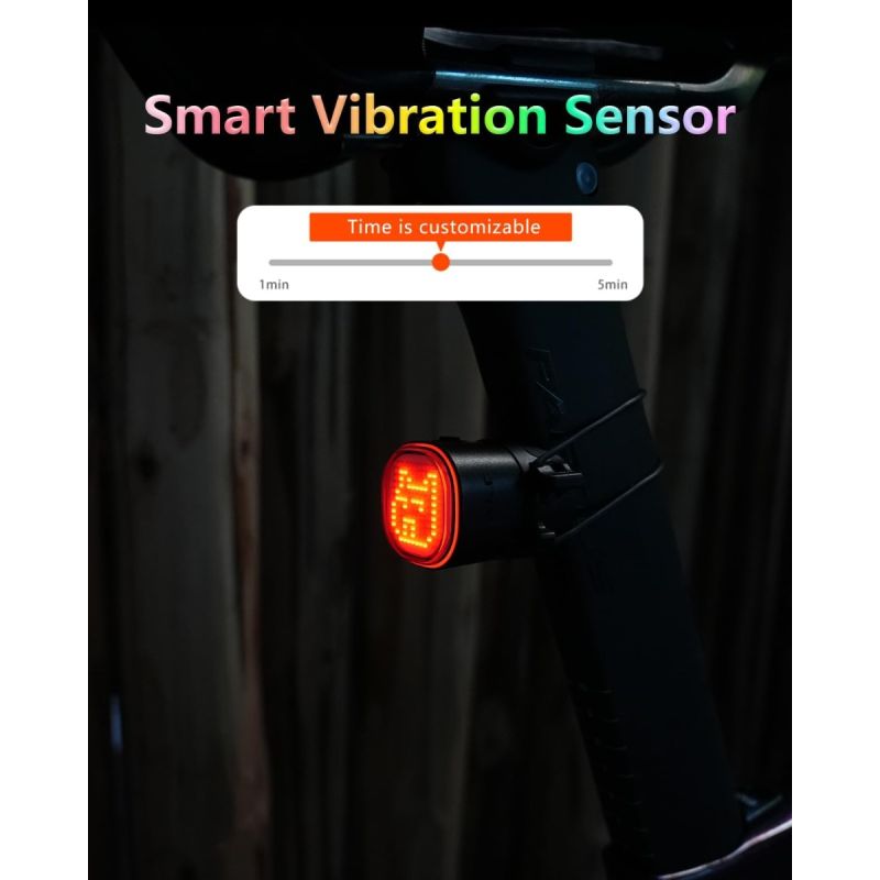 TOWILD TL08 Fietsachterlicht: Aangepaste Patronen, Full-Color Remdetectie & USB-C Oplaadbaar Achterlicht voor Veiligheid.