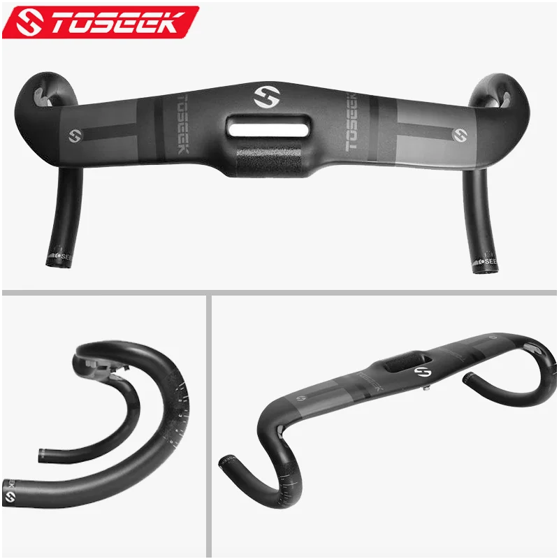 TOSEEK full carbon stuur 400mm 420mm 440mm hoogwaardige koolstofvezel racefiets stuur aerodynamisch design
