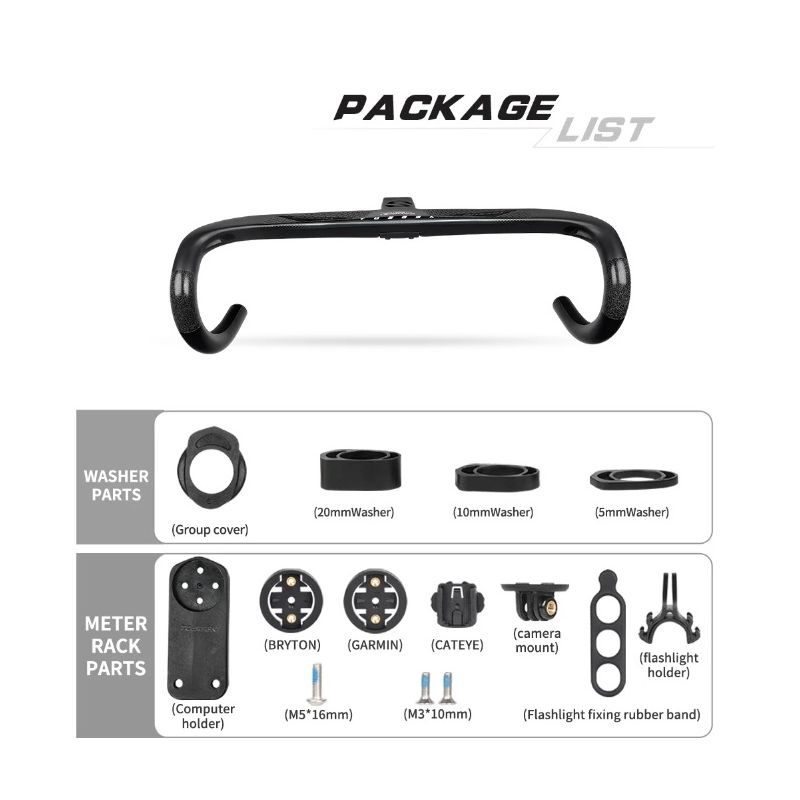 TOSEEK TR5500 racefiets stuur met volledig koolstofvezel stuurpen en geïntegreerde fietsaccessoires ultralicht
