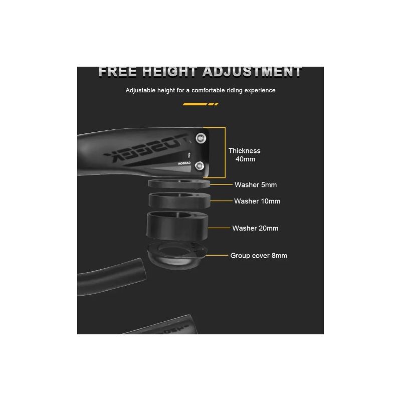 TOSEEK TR5500 racefiets stuur met volledig koolstofvezel stuurpen en geïntegreerde fietsaccessoires ultralicht