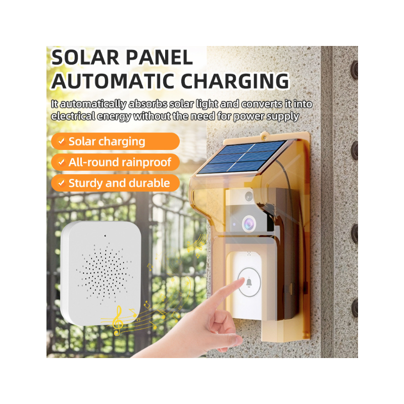 U9 Draadloze Videodeurbel - IP65 Bewakingscamera met Zonne-energie & 3600mAh Batterij, HD Video Intercom