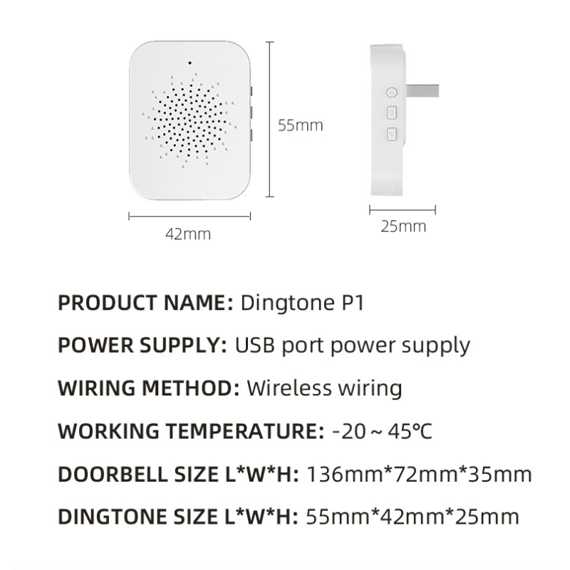 U9 Draadloze Videodeurbel - IP65 Bewakingscamera met Zonne-energie & 3600mAh Batterij, HD Video Intercom