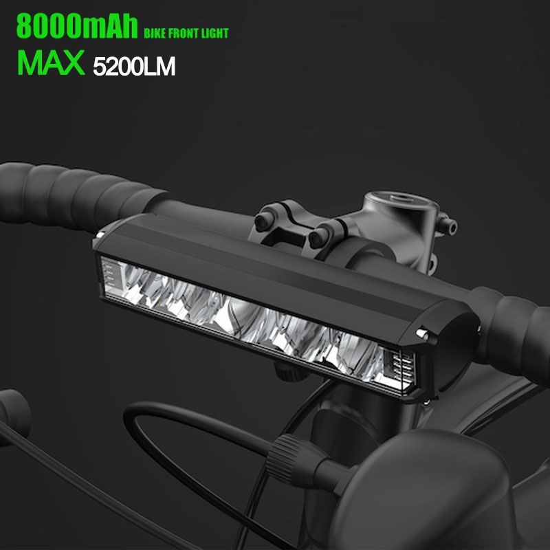 Fietslicht 5200 Lumen en 8000mAh Batterij Aluminiumlegering LED voorlicht Verstelbare Lichtmodi MTB Accessoires