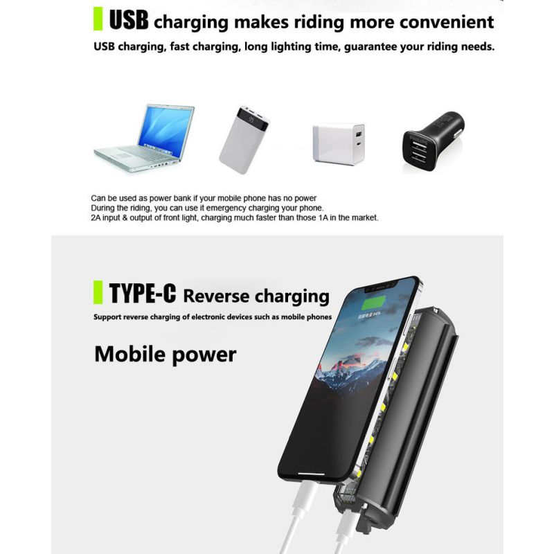 Fietslicht 5200 Lumen en 8000mAh Batterij Aluminiumlegering LED voorlicht Verstelbare Lichtmodi MTB Accessoires