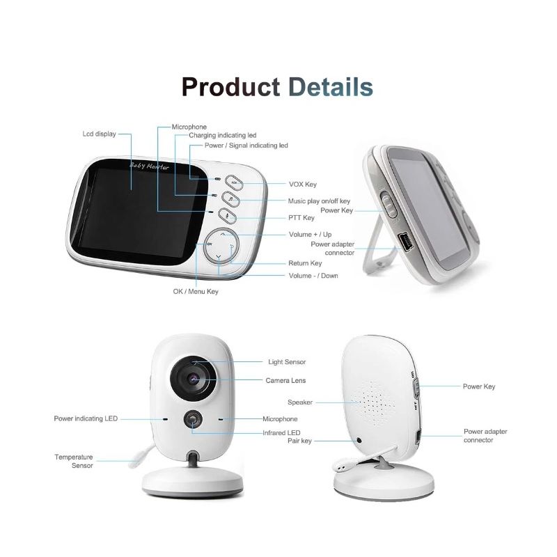 VB603 Video Babyfoon Tweeweg Audio Nachtzicht Veiligheid van Zuigelingen Langeafstandsverbinding Moeder
