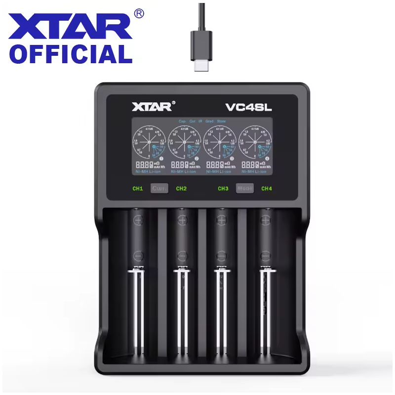XTAR VC4SL 18650 21700 batterijlader met USB C en QC3.0 snellaadtechnologie voor milieuvriendelijk opladen