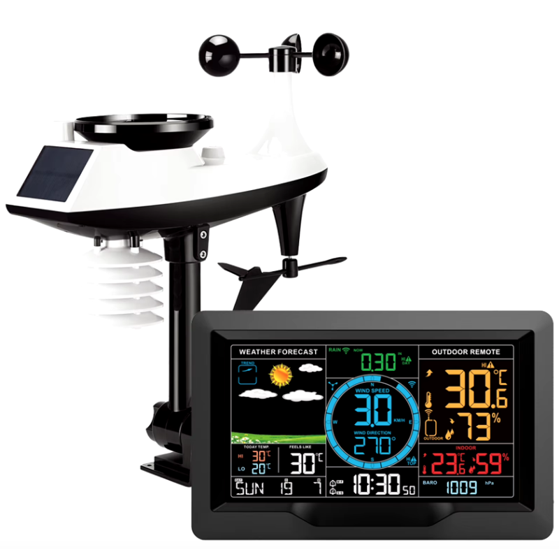 Wi-Fi-weerstation 7,5 inch kleurendisplay draadloze zonne-energie sensor realtime updates voor nauwkeurige metingen