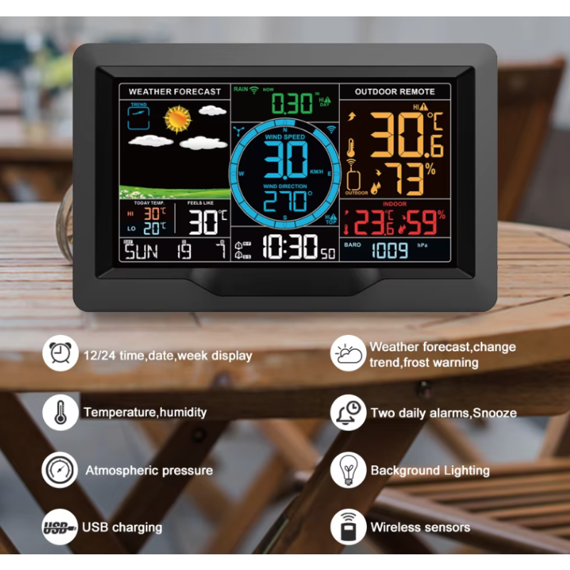 Wi-Fi-weerstation 7,5 inch kleurendisplay draadloze zonne-energie sensor realtime updates voor nauwkeurige metingen
