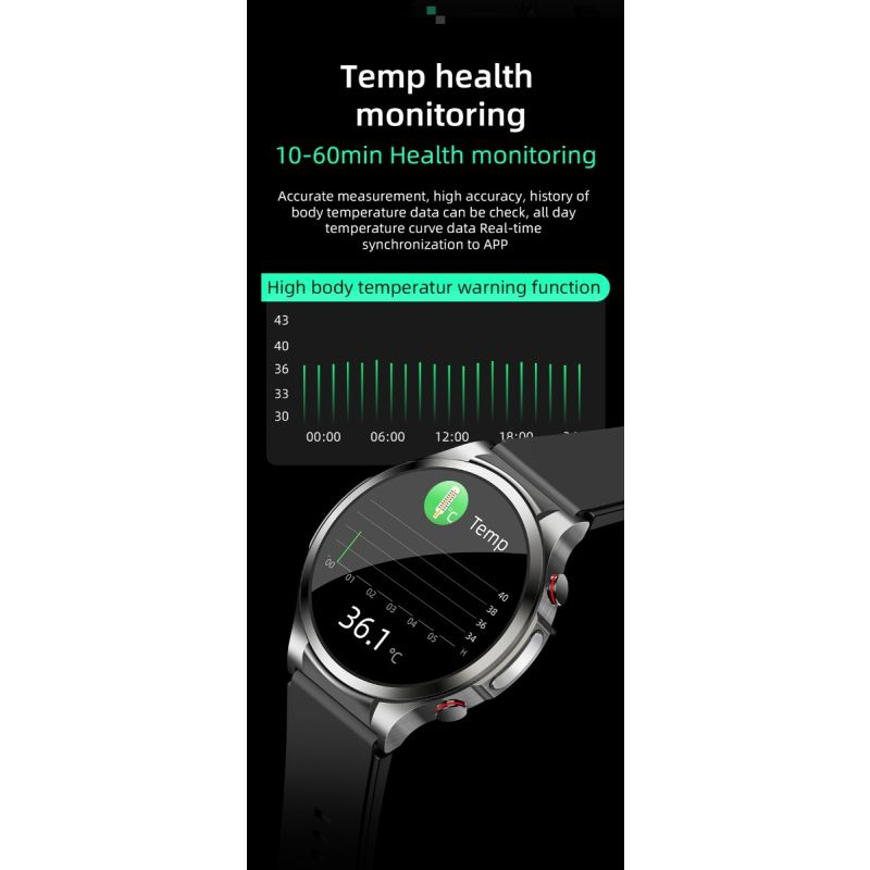 W11 Smartwatch: Bloedsuiker ECG Hartslag Band | Gezondheidsmonitor met Bloeddruk & Meer | Android/iOS