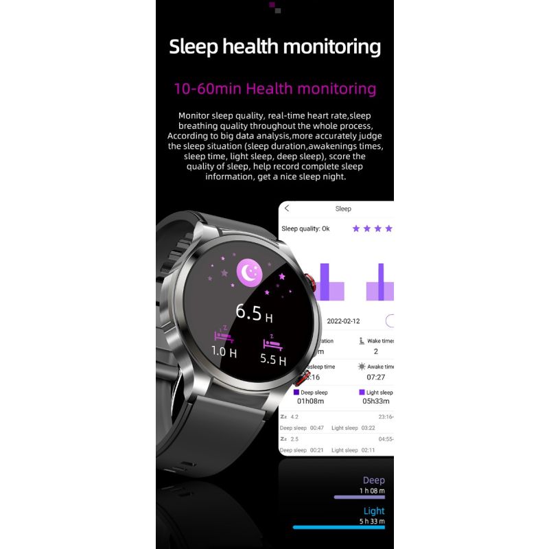 W11 Smartwatch: Bloedsuiker ECG Hartslag Band | Gezondheidsmonitor met Bloeddruk & Meer | Android/iOS