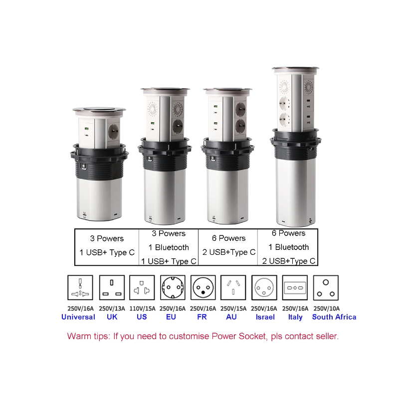 Elektrische Hijscontactdozen Verborgen Tafelblad Uitlaat met Gemotoriseerde Pop-Up Uitlaat USB Draadloos Opladen