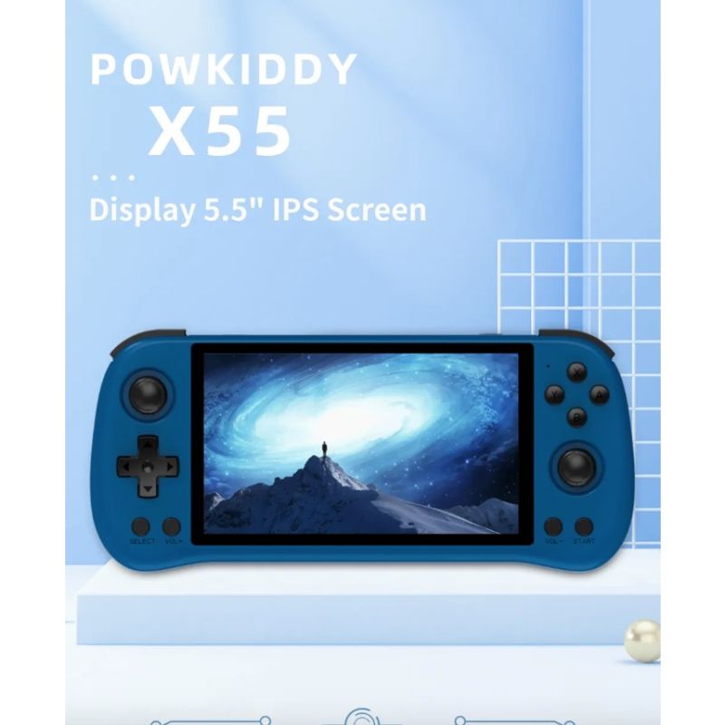 POWKIDDY X55 handheld gameconsole retro gaming 5.5 inch scherm IPS-display RK3566 processor draagbaar gamen