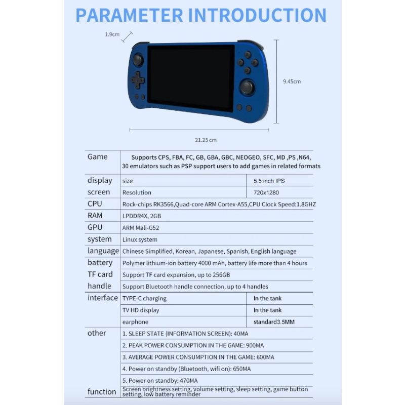 POWKIDDY X55 handheld gameconsole retro gaming 5.5 inch scherm IPS-display RK3566 processor draagbaar gamen