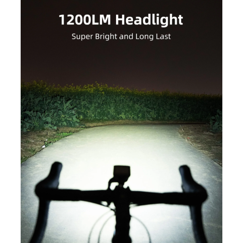 XOSS XL-1200 Fietskoplamp 1200 Lumen Fietsaccessoire met Zes Lichtmodi Type-C Opladen Waterdichte Koplamp