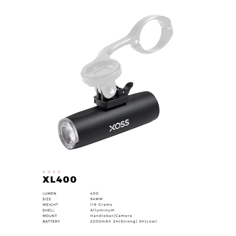 XOSS XL-400 Fietslicht Koplamp 400 Lumen Waterdicht USB Oplaadbare MTB Voorlamp Met Verlichtingsmodi