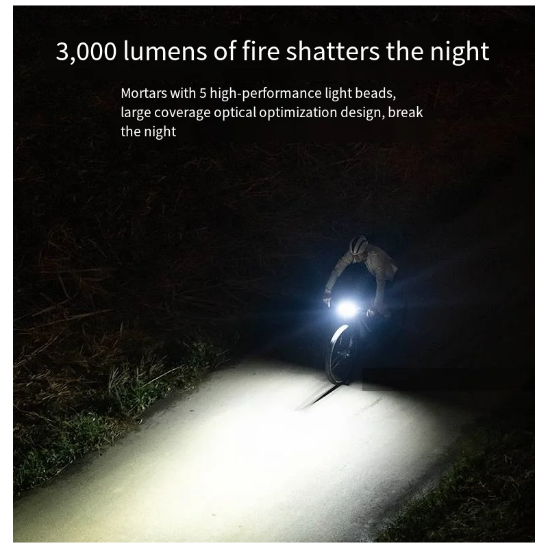 XOSS XL3000 Fietslamp 3000 Lumen Koplamp Waterdicht Type C Oplaadbaar Veiligheid Nachtelijke Rit Fiets Voorlamp