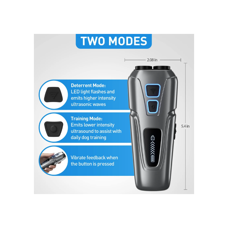 Veelzijdig Ultrasoon Hondenafweermiddel met LED zaklamp voor Humane Blaftraining en Gedragsverandering honden