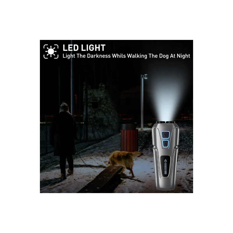 Veelzijdig Ultrasoon Hondenafweermiddel met LED zaklamp voor Humane Blaftraining en Gedragsverandering honden