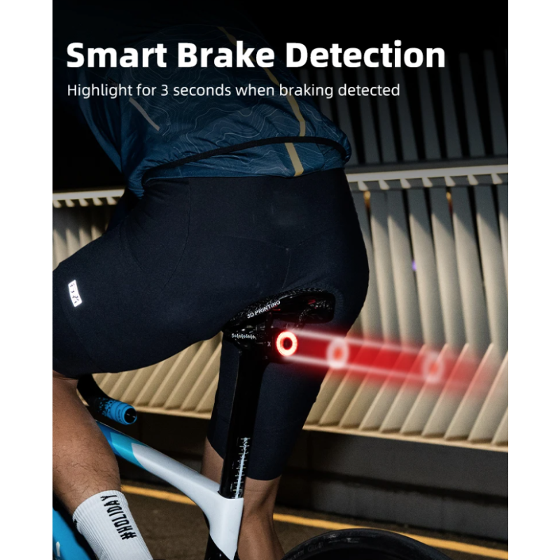 XOSS XR Pro fietsachterlicht met slimme automatische remdetectie waterdicht LED opladen voor optimale fietsveiligheid