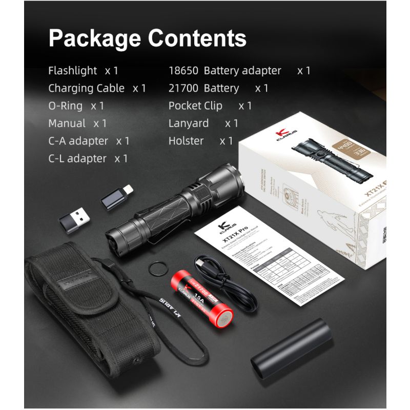 Klarus XT21X Pro XHP70.2 LED zaklamp krachtige 4400 lumen outdoor zaklamp met oplaadbare 21700 batterij