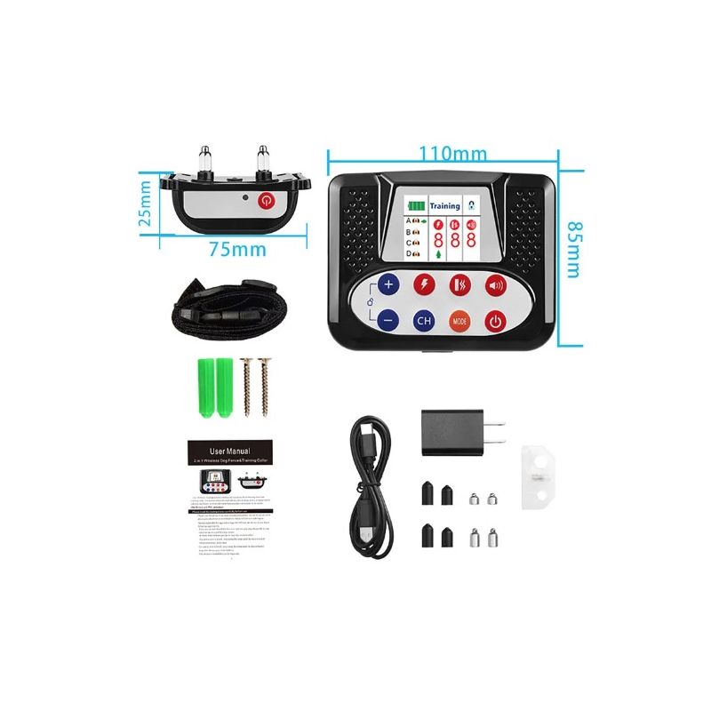 Huisdier Draadloos Elektronisch Hek Anti-blaf Slim Hondentrainingsapparaat met Kleuren Scherm Ergonomisch Design