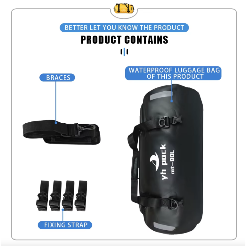 Motorfietstas XXL 40/80L - Waterdicht, draagbaar & multifunctioneel! Perfect voor avontuur & woon-werk.