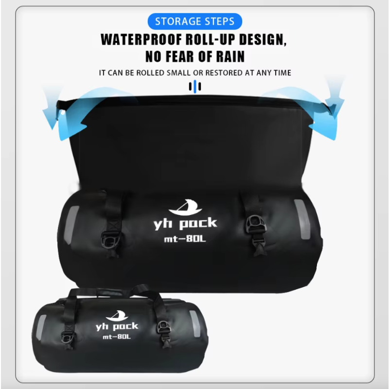 Motorfietstas XXL 40/80L - Waterdicht, draagbaar & multifunctioneel! Perfect voor avontuur & woon-werk.