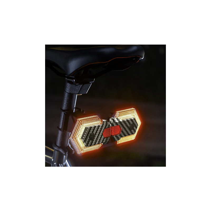CarryBright Koolstofvezel Fietsachterlicht m. Richtingaanwijzers | USB Oplaadbaar, Draadloos | E-bike Veiligheid