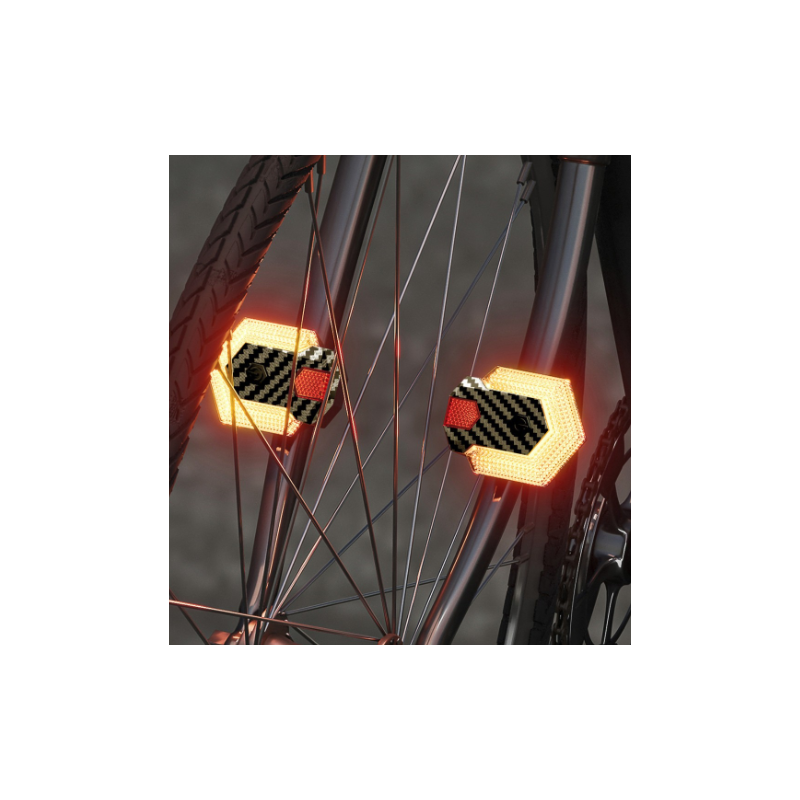 CarryBright Koolstofvezel Fietsachterlicht m. Richtingaanwijzers | USB Oplaadbaar, Draadloos | E-bike Veiligheid