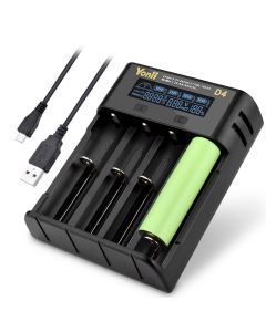 YONII D4 LCD 4-slot 18650 batterijlader voor 18650 21700 26650 lithium AA AAA Ni-mh batterij