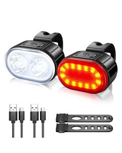 USB oplaadbare fietslamp waterdicht wit fietsvoorlicht / rood fietsachterlicht