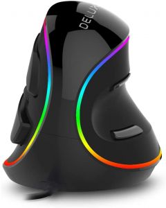 Delux M618 Plus ergonomie Verticale gaming muis 6 knoppen 4000 DPI RGB bedrade / draadloze rechterhand muizen voor pc laptopcomputer