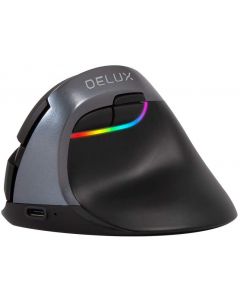 Delux M618 Mini Bluetooth 4.0 + 2.4GHz Dual-modus Draadloze muis Ergonomische oplaadbare Silent Klik Verticale muizen voor de computer