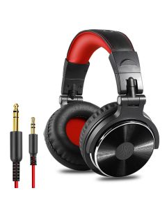 Oneodio Pro-10 bedrade professionele studio pro DJ-hoofdtelefoon met microfoon over het oor HiFi-monitor muziekheadset oortelefoon voor telefoon PC-rood & zwart