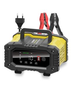 FOXSUR Draagbare Auto Acculader 12V/24V voor Motorfietsen Vrachtwagens AGM LiFePO4 met 7-staps Opladen Efficiëntie