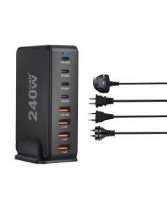 240W GaN Desktop Oplader 8-poorts USB Type C PD Snel Opladen met Slimme Technologie voor Multi-apparaat