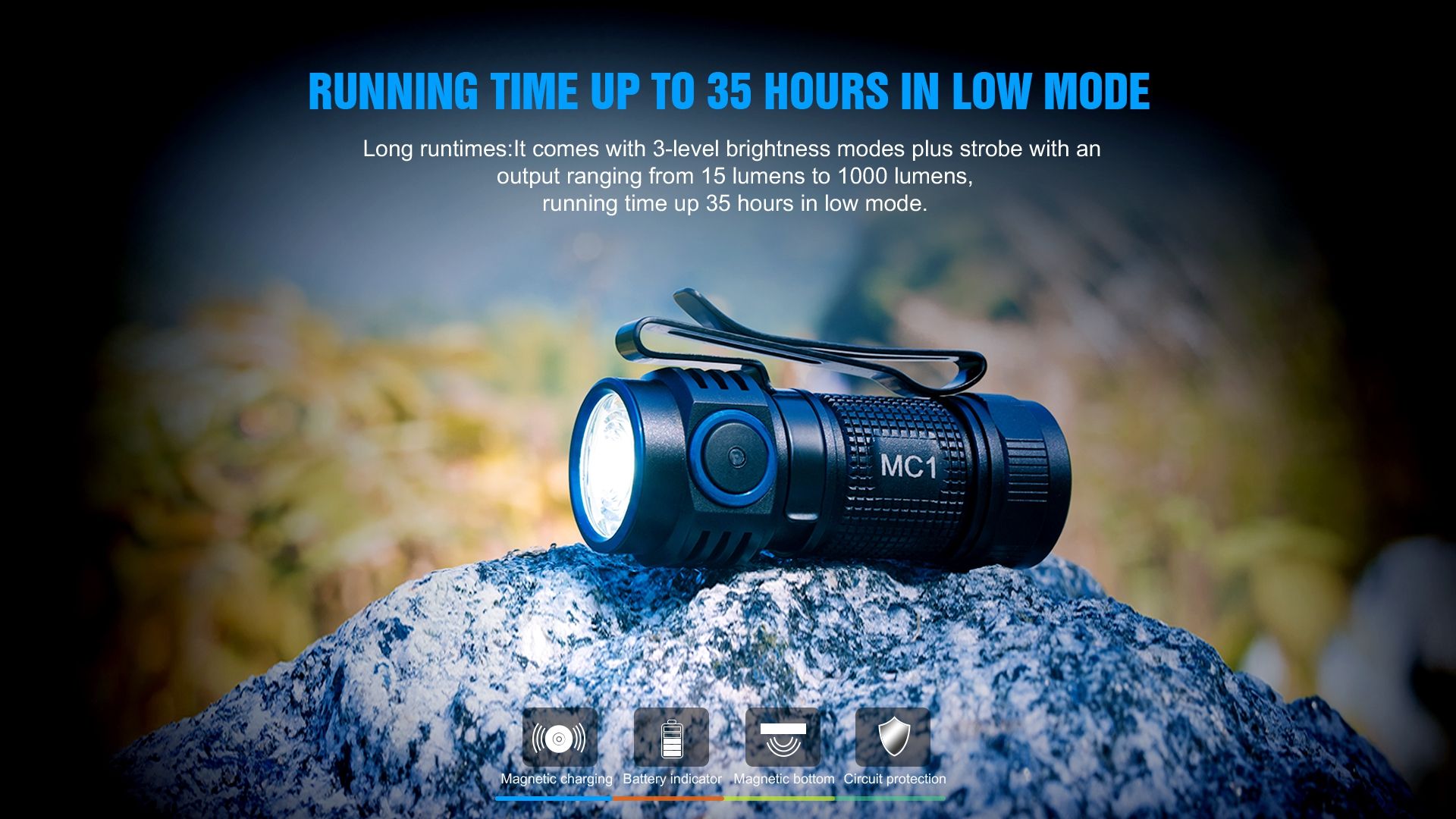 TrustFire MC1 Baton XP-L HI 1000 Lumen Oplaadbare Mini EDC-zaklamp met Magnetisch Opladen Ultralicht