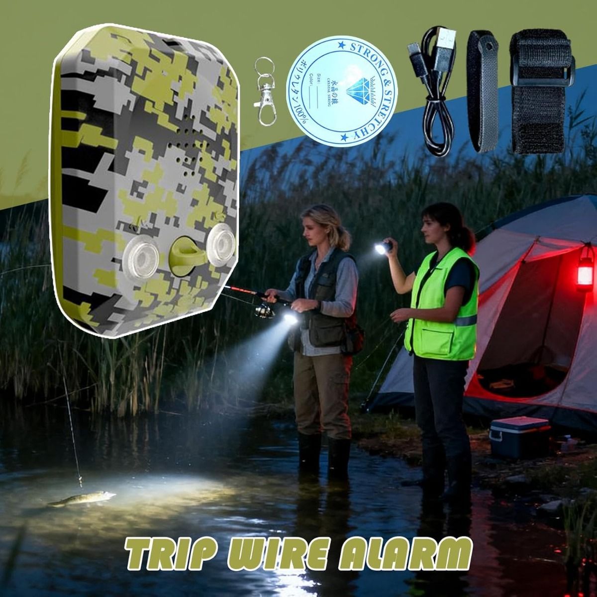 120dB Omtrekalarm - Waterdichte Buitenbeveiligingssirene, Kampeer- en Overlevingsveiligheidsapparaat, Wildernisbeschermingsgadget, Noodwaarschuwing | Reistripalarm voor Jachteigendom Nachtverdediging
