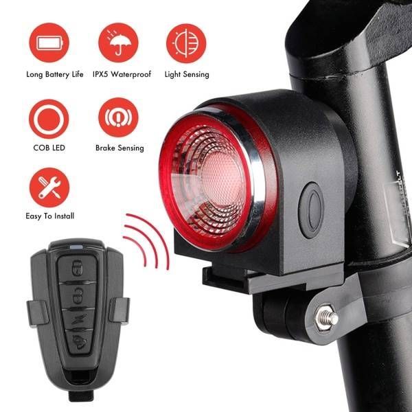 ANTUSI A8 Racefiets Antidiefstal Alarmslot Achterlicht Fietsveiligheid met Automatische Rem en Draadloze Bel