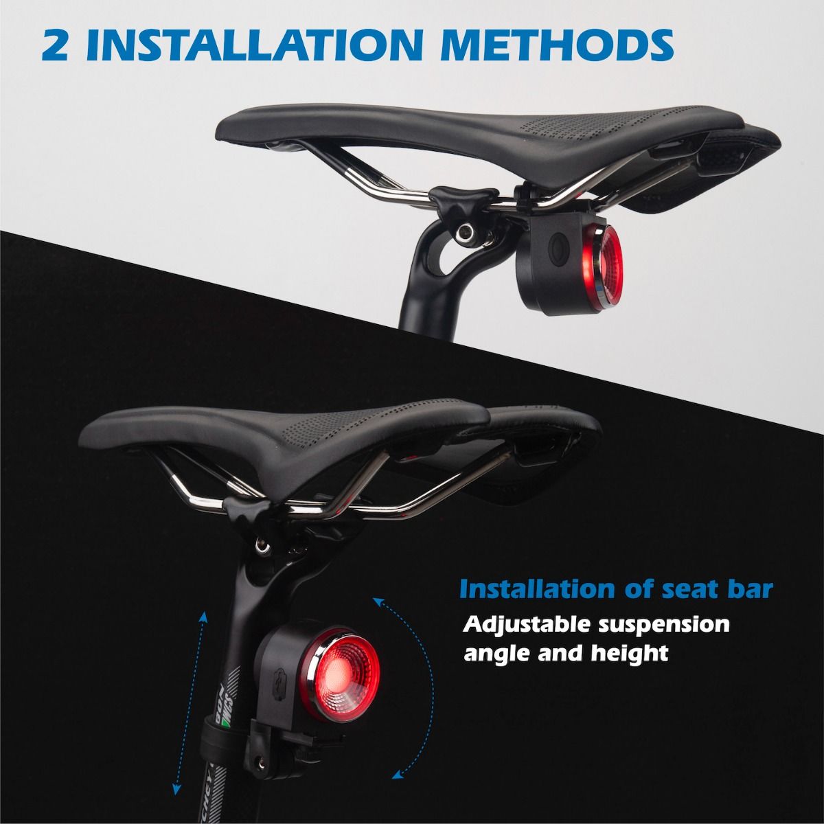 ANTUSI A8 Racefiets Antidiefstal Alarmslot Achterlicht Fietsveiligheid met Automatische Rem en Draadloze Bel