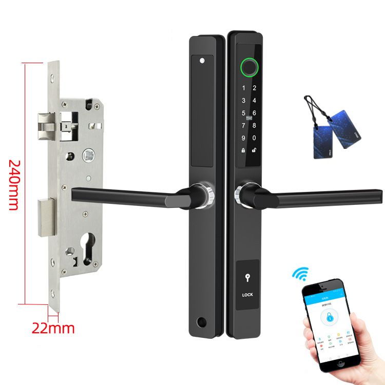 APP Waterdicht Slim Vingerafdruk Deurslot Zwart Aluminium Wachtwoord Kaart Slot Multi-Ontgrendelingsopties Bluetooth