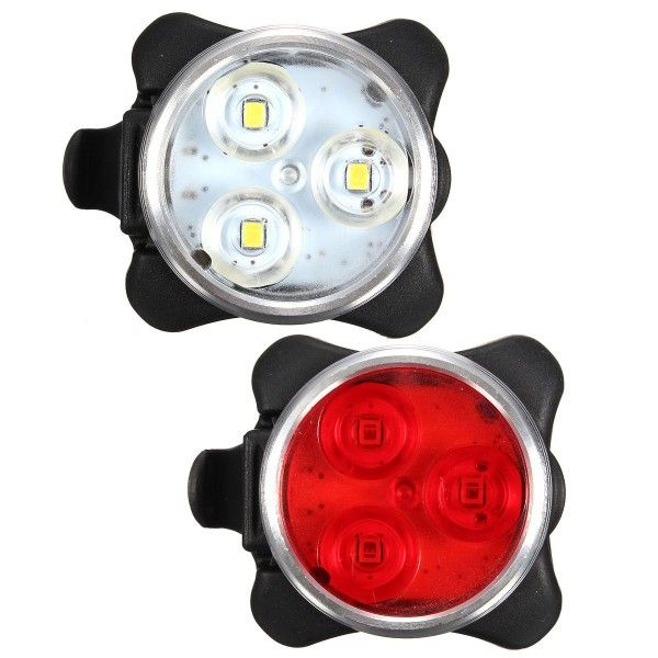 USB-oplaadbaar fietslampje HJ-030 3 LED 4 standen waterdicht voorlicht fietsveiligheid perfect voor nachtritten