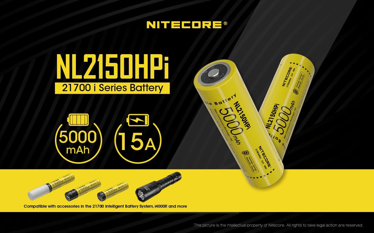 NITECORE NL2150HPi 5000mAh 21700 Li-ion oplaadbare batterij Hoge Prestaties voor Zaklamp en Vape