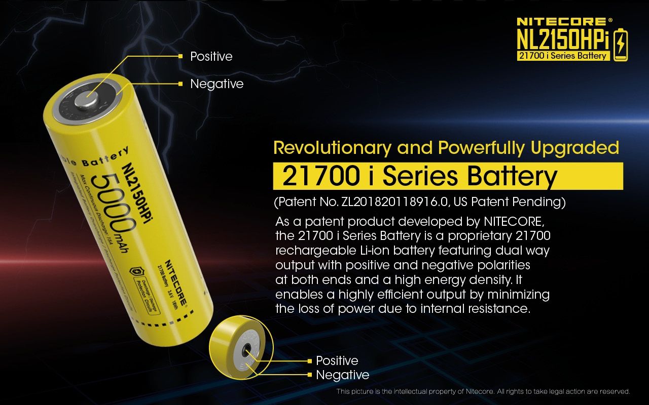 NITECORE NL2150HPi 5000mAh 21700 Li-ion oplaadbare batterij Hoge Prestaties voor Zaklamp en Vape