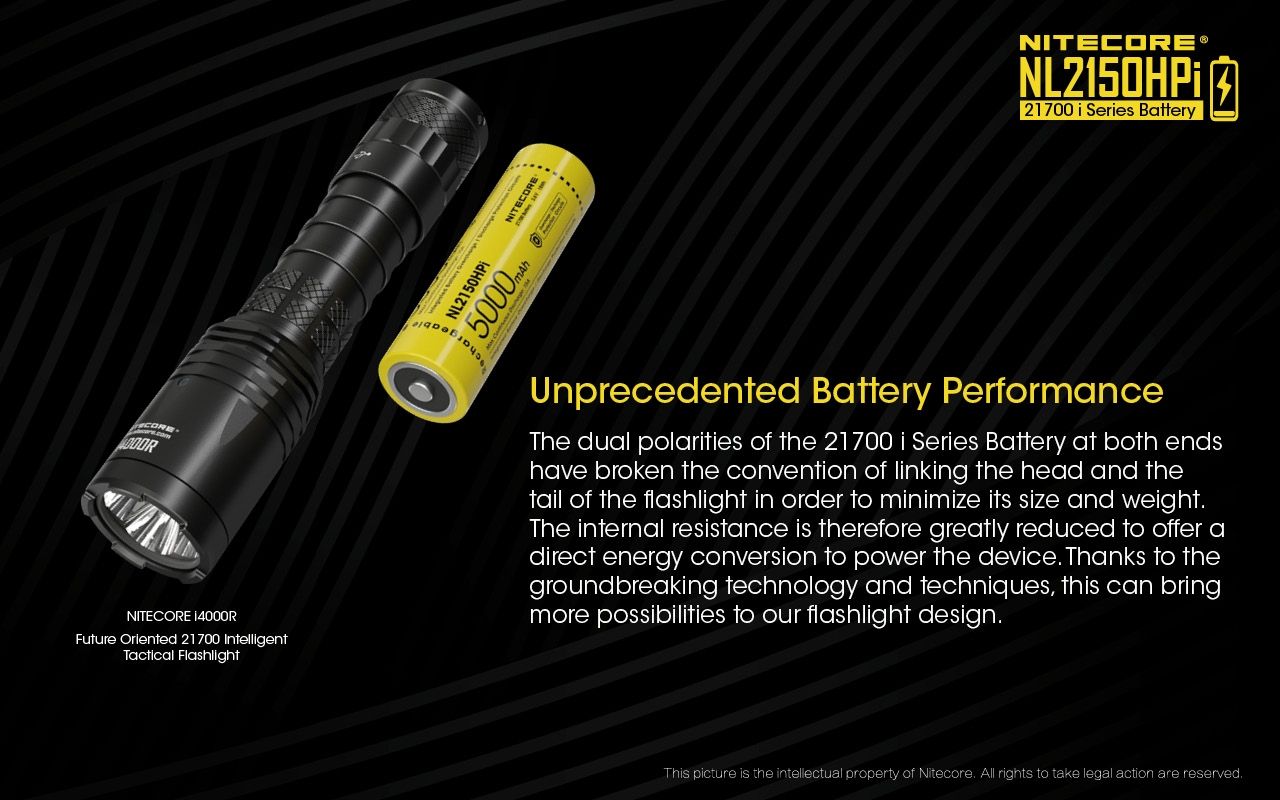 NITECORE NL2150HPi 5000mAh 21700 Li-ion oplaadbare batterij Hoge Prestaties voor Zaklamp en Vape