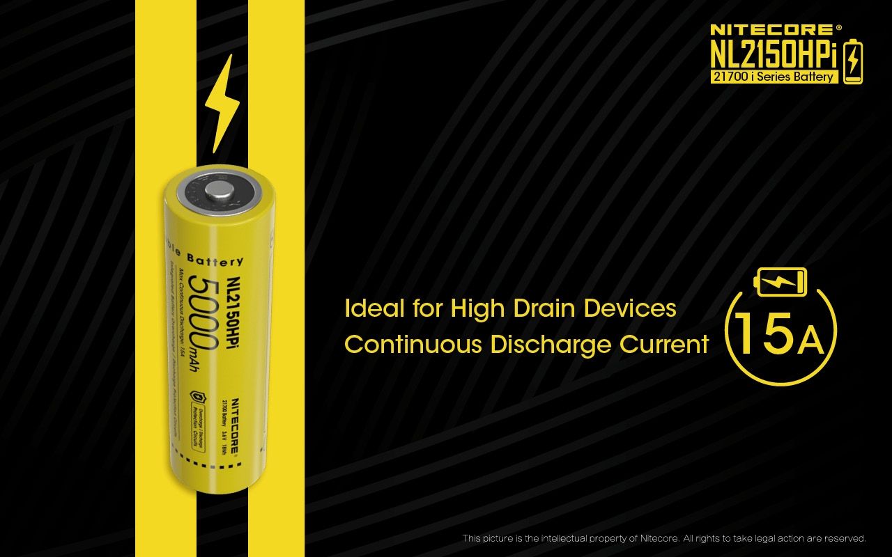 NITECORE NL2150HPi 5000mAh 21700 Li-ion oplaadbare batterij Hoge Prestaties voor Zaklamp en Vape