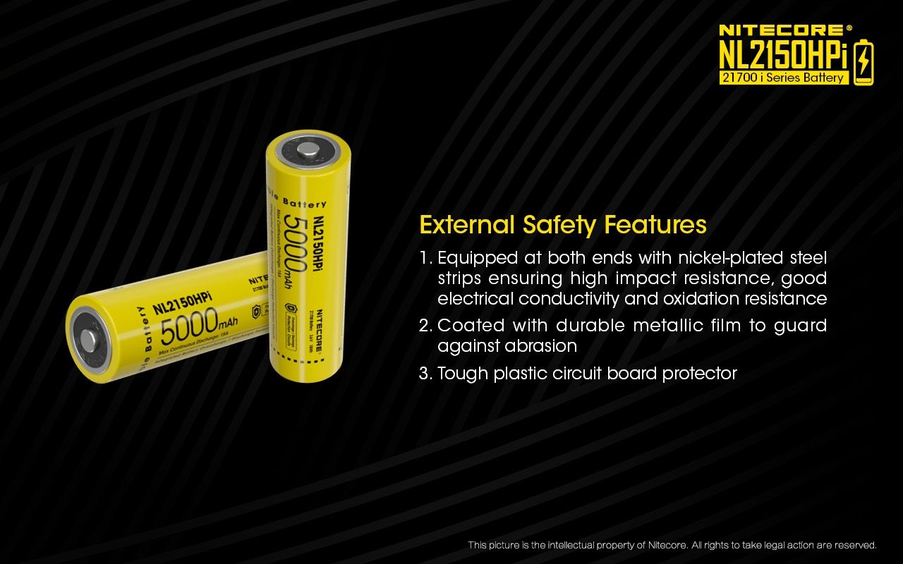 NITECORE NL2150HPi 5000mAh 21700 Li-ion oplaadbare batterij Hoge Prestaties voor Zaklamp en Vape